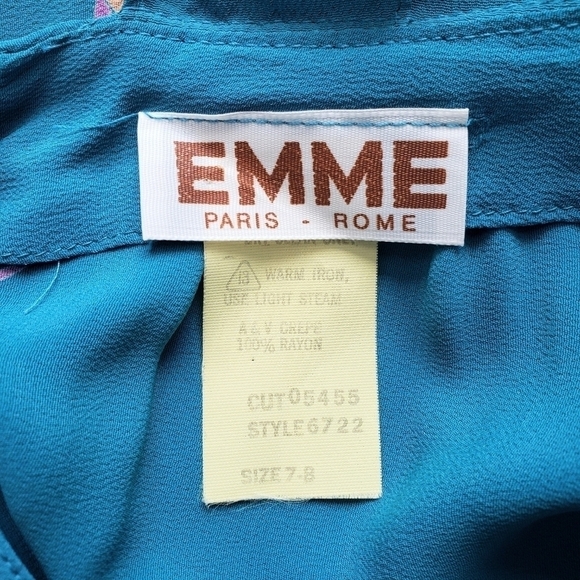 Vintage Turquoise Bird Iris Strapy Back Sheath Midi Dress Cap Sleeve Size Small - Picture 10 of 13